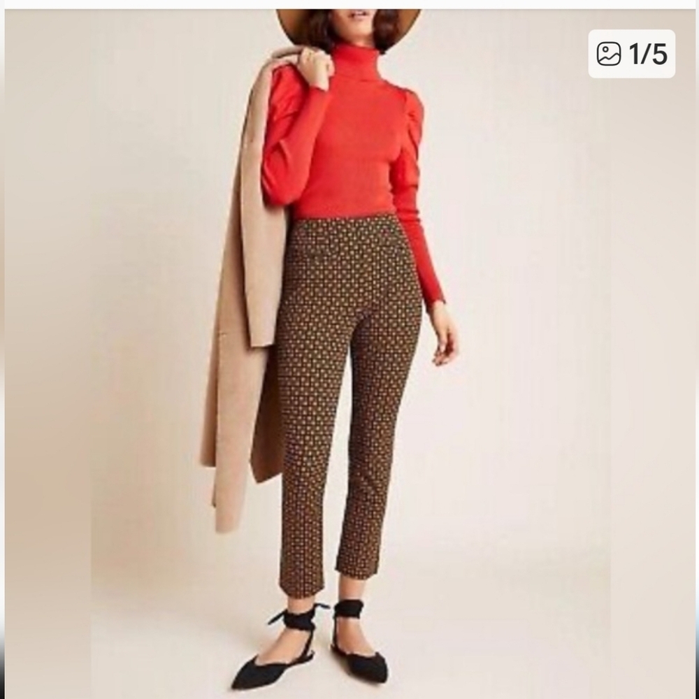 Anthropologie Essential Slim Pants Indie Sleaze Geometric Print Size 4